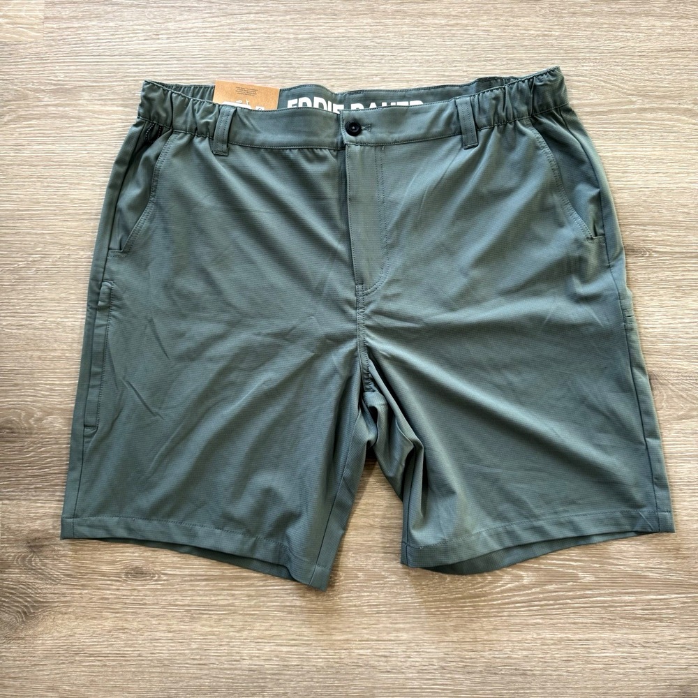 NWT‎ Eddie Bauer Green Flat Front Flex Waist Tech Short Men's Size XL